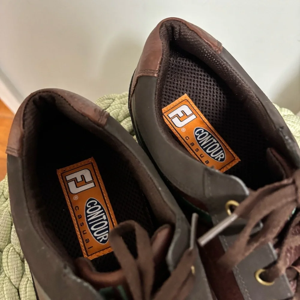 NEW FootJoy FJ Contour Casual Brown Leather Spikeless Golf Shoes Size 11.5 WIDE